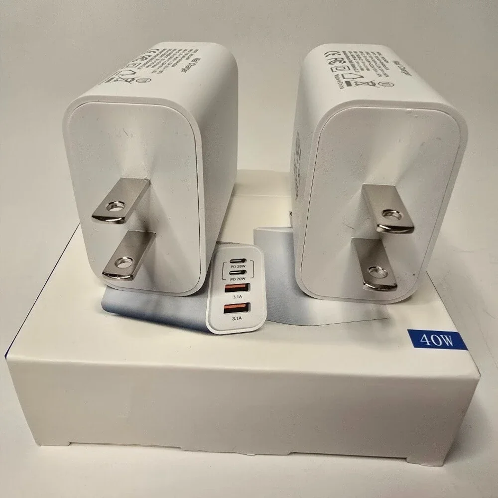 USB C Charger Block, 2-Pack 40W 4-Port USB C Wall Charger Fast Charging Dual Por